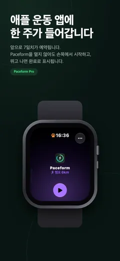 애플 운동 앱에 예약된 Paceform 훈련 — 앱을 열지 않아도 손목에서 바로 시작한다